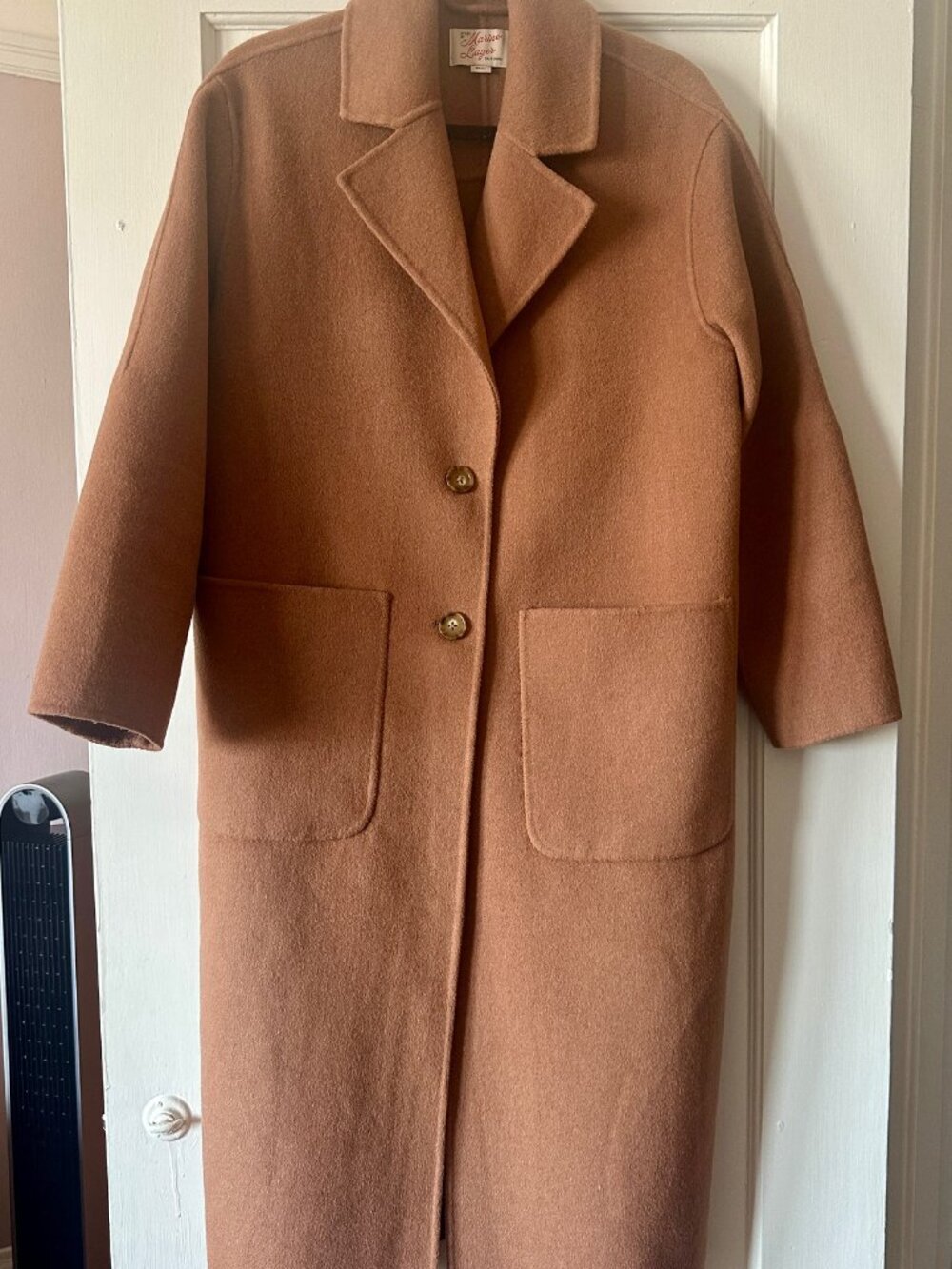 Marine Layer Camel Single-Breasted Long Coat - Picture 3 of 6